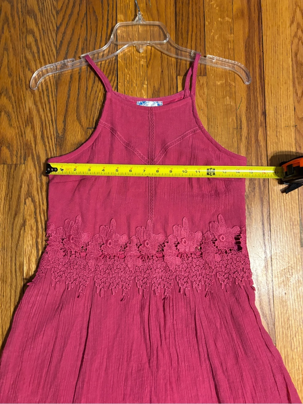 Sleeveless Pink Midi Dress with Crochet Waist - Picture 8 of 9